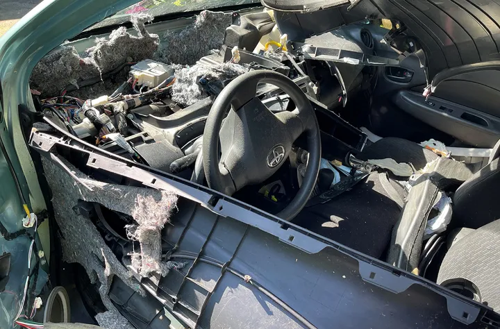 خرس سیاه برای نجات خودش داخل خودرو را تخریب کرد